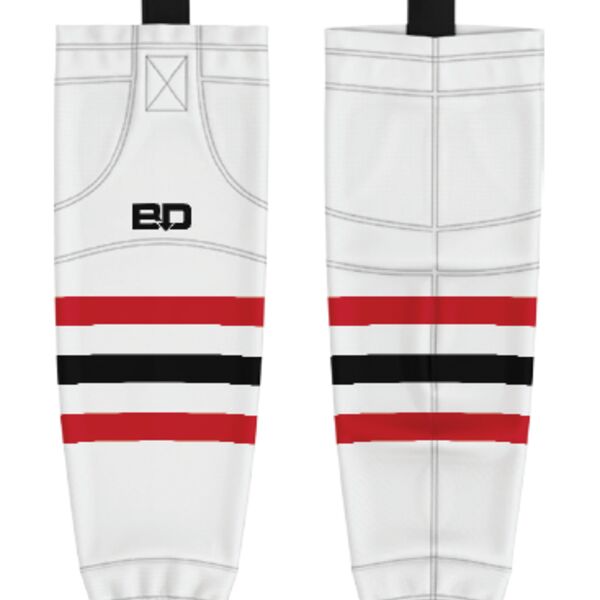 Red Deer Minor Sublimated Hockey Socks White - Youth Thumbnail