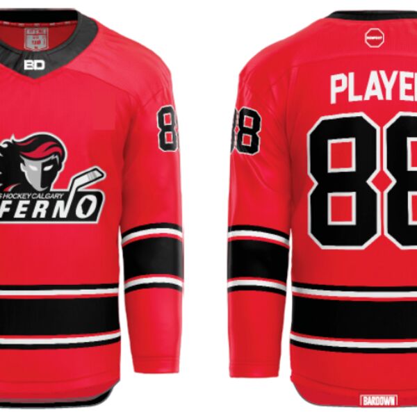 Jr. Inferno-GHC-Sublimated Hockey Jersey with Scoop - H3-Red - Youth Thumbnail