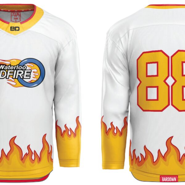 Waterloo Wildfire White Sublimated Hockey Jersey - SR Thumbnail